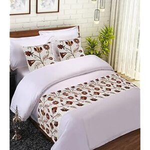 Velvet Quilted Bed Runner with Cushion Covers Set of 3 | Luxury Hotel Style Bed Decor | Anti Slip Soft Mattress Runner for Double Bed