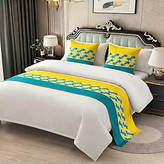Digital Print Super Soft Fabric Bed Runner Scarf with Matching Cushion Covers/Slipcover Mattress Protector/Bed Linen Scarf/Decorative Set for Bedrooms/Hotel Rooms